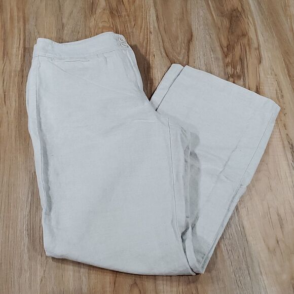 🔹️Liz Claiborne Cream Audra Linen Blend Pants w/Pockets Size 8/29 - Picture 1 of 10